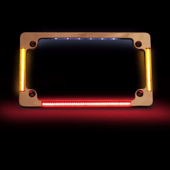 Indian Motorcycle Curved License Plate frame with LED Brake Light